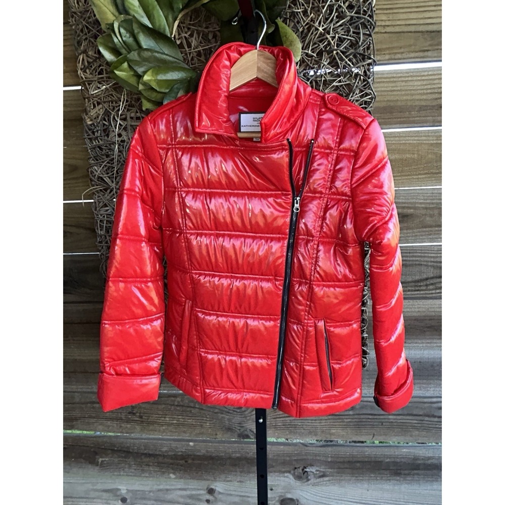$186 Hilary Radley For Katherine Barclay Red Slick Jacket Size S